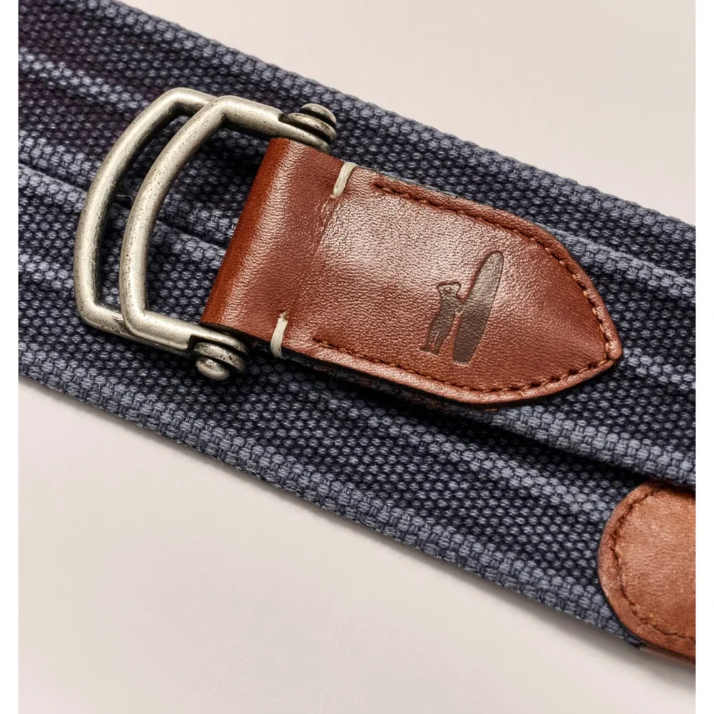 NEW JOHNNIE-O MENS DUSK BLUE BRENTWOOD WASHED CANVAS D-RING BELT GOLF SZ XXL
